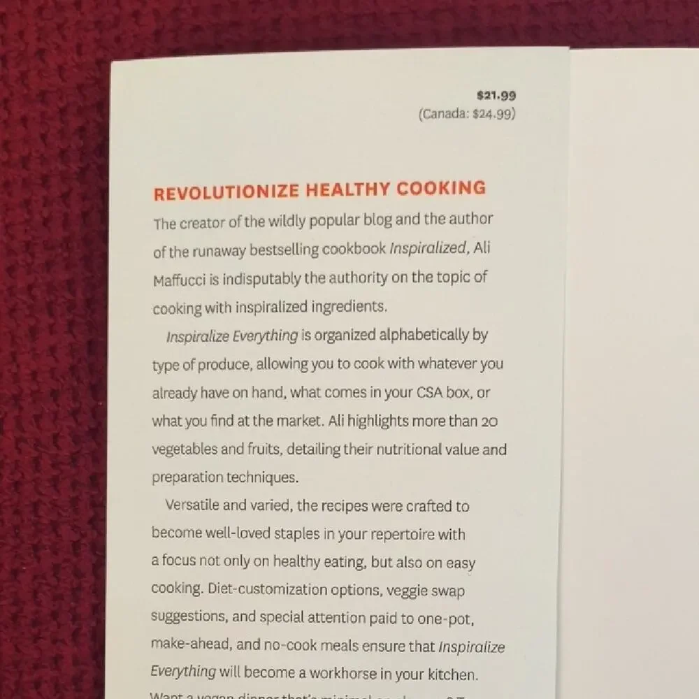 Inspiralize Everything Cookbook by Ali Maffucci Paperback Gently Used